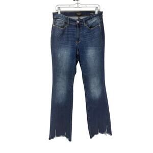 Judy Blue Womens Boot Cut Jeans Size 9/29 Blue High Rise Raw Hem Stretchy